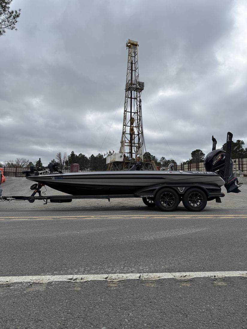 Skeeter bass boat on its trailer